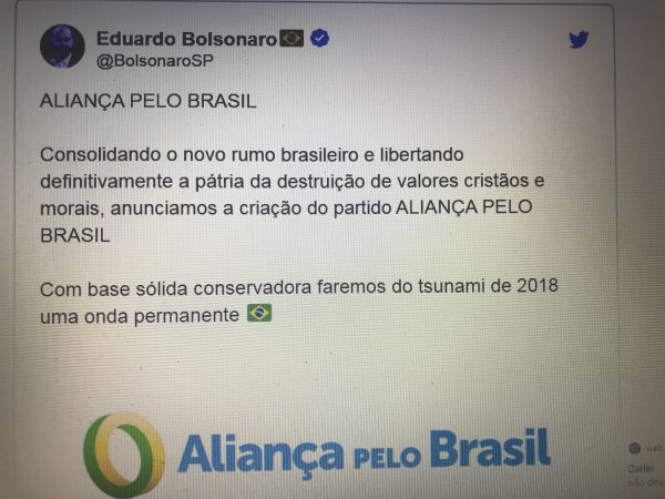 Eduardo Bolsonaro divulga a logo da Aliança pelo Brasil