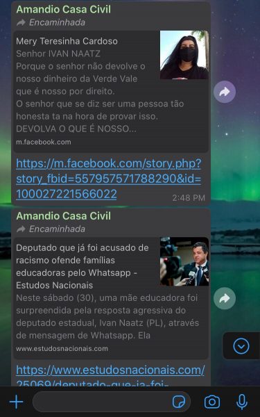 Prints mostram o chefe da Casa Civil espalhando informações sobre o relator da CPI; Mais provas da amizade de Borba com Leandro Barros; Borba é acusado de tentativa de ocultação de provas entre outros destaques