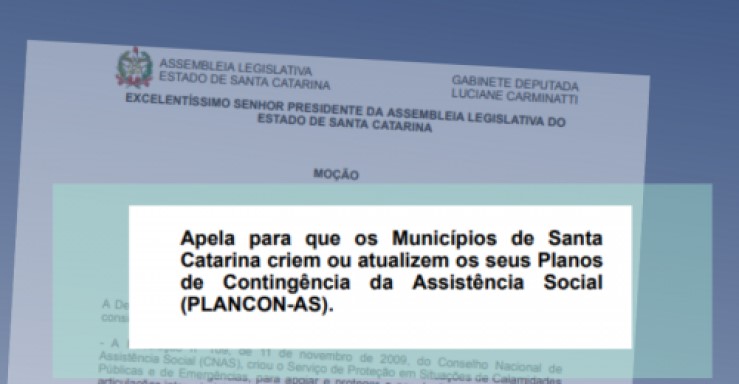 Luciane Carminatti aprova moção pedindo criação de Planos de Contingência de Assistência Social