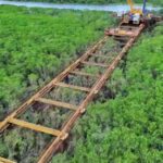 Obra da ponte avança na região do mangue