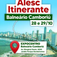 Alesc Itinerante chega a Balneário Camboriú nos dias 28 e 29 de outubro