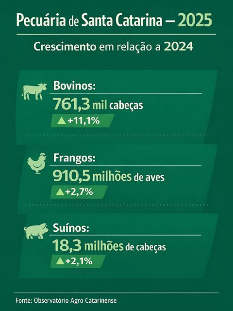 Pecuária de Santa Catarina encerra 2025 com recordes de produção e exportações