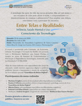 Evento na Alesc vai discutir segurança digital e uso de telas por crianças e adolescentes