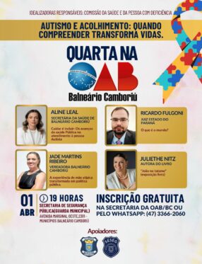 Evento sobre autismo e acolhimento a famílias será realizado em Balneário Camboriú
