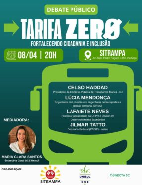 Encontro debate Tarifa Zero e mobilidade urbana em Palhoça