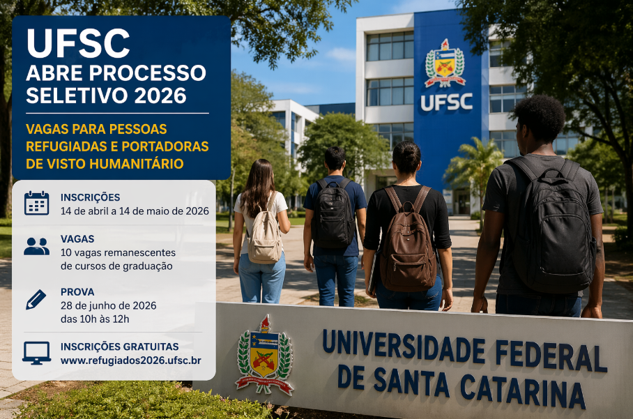 UFSC abre processo seletivo para refugiados e pessoas com visto humanitário em 2026