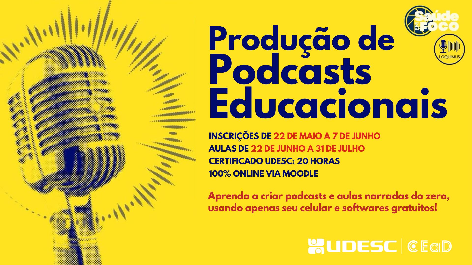 Udesc abre inscrição para curso básico online sobre produção de podcasts educacionais